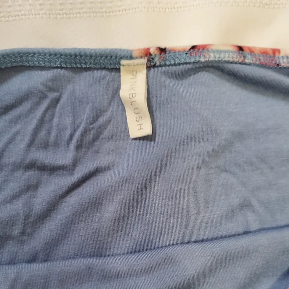 PinkBlush Light Blue Floral Off Shoulder Maternity Maxi Dress - Picture 8 of 9